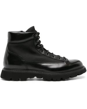 Doucal's Lace-Up Paneled Ankle Boots - Black
