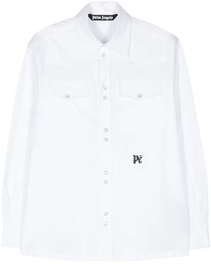 Palm Angels Logo-Embroidered Cotton Shirt - White
