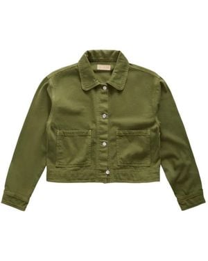 Le Jean Cora Cropped Denim Jacket - Green