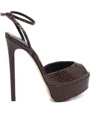 Casadei Flora Snakeskin-Effect Platform Sandals - Black