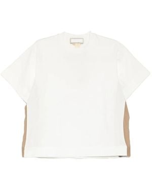 Litkovskaya Cotton Chiffon-Stripe T-Shirt - White