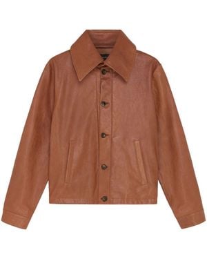 16Arlington Haeto Single-Breasted Leather Jacket - Brown