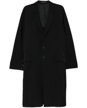 Yohji Yamamoto Gabardine Tied-Cuff Coat - Black