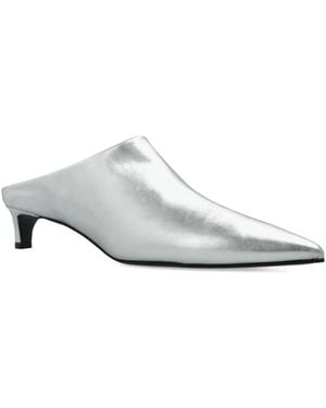 Jil Sander メタリックレザーミュール - ホワイト