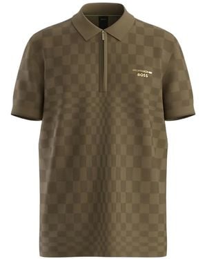 BOSS Polo A Cuadros Con Cremallera De X Porsche - Verde