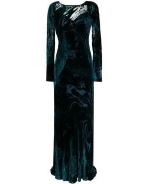 Alberta Ferretti Pleated Velvet Maxi Dress - Black
