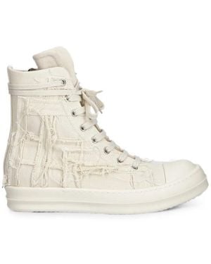 Rick Owens Distressed High-Top Trainers - Natural