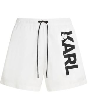 KARL LAGERFELD Short De Bain À Logo Imprimé - Blanc