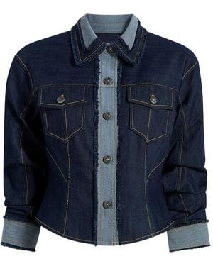 Cinq À Sept Canyon Jacke Denim Jack Met Franje - Blauw