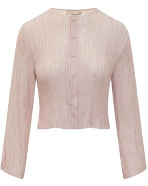 GONGDID DESIGN Plissé-Effect Cropped Cardigan - White