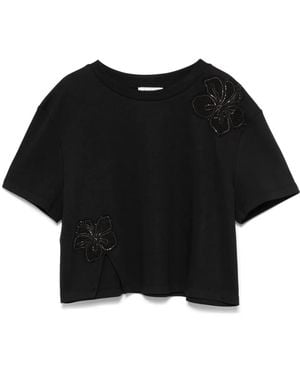 Sandro Rhinestone-Embellished T-Shirt - Black