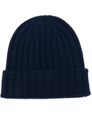 Aspesi Ribbed-Knit Hat - Blue