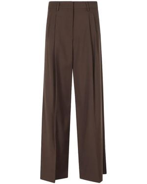 Weekend by Maxmara Adelfi Pleated Wide-Leg Trousers - Brown