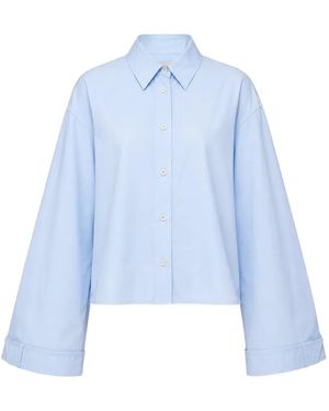 Lee Mathews Flared-Sleeve Cropped Shirt - Blue