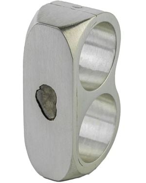 Parts Of 4 Double-Ring Diamond Slab Ring - Grey
