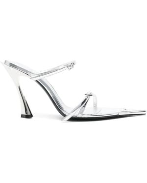 Mugler 95Mm Metallic Leather Sandals - White