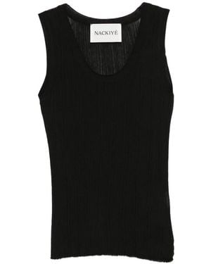 Nackiyé Ribbed Sheer Top - Black