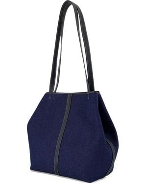 Vanessa Bruno Small Daily Double-Handle Cotton Shoulder Bag - Blue