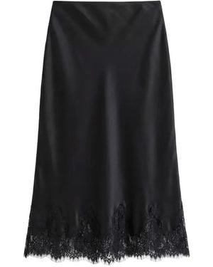 Reformation Carolina Lace-Trim Midi Skirt - Black