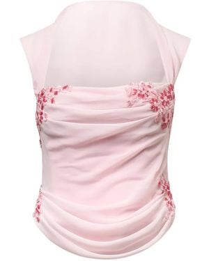 Stolen Stores Belle Draped Lace-Embellished Corset - Pink