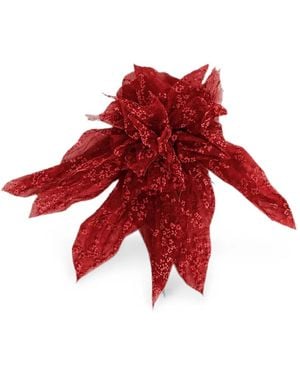 Alberta Ferretti Floral-Motif Silk Brooch - Red