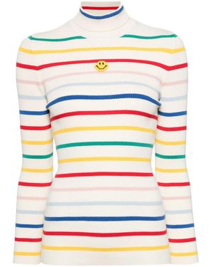 Joshua Sanders Gerippter Pullover mit Streifen - Weiß