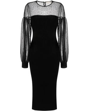 Ulla Johnson Milla Sheer-Panelling Ribbed Dress - Black