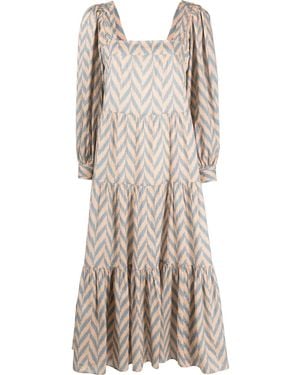 Ulla Johnson Georgina Chevron-Print Tiered Dress - Natural