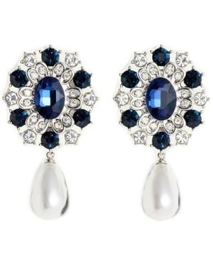 Self-Portrait Boucles D'Oreilles Pendantes Serties De Cristaux Et Perles Artificielles - Blue