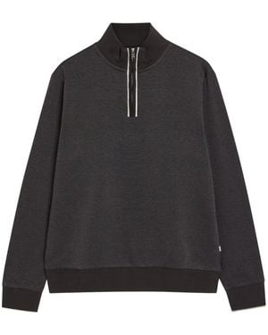 BOSS Half-Zip Micro-Textured Sweatshirt - Black