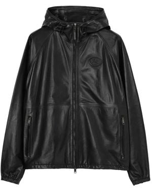 Burberry Leather Clapton Hooded Jacket - Black