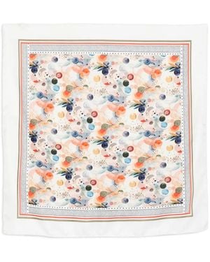 D'Aniello Patterned Border Scarf - White