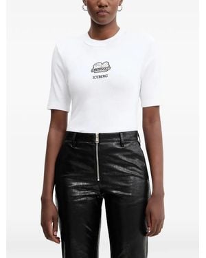 Iceberg Ribbed Short-Sleeves T-Shirt - White