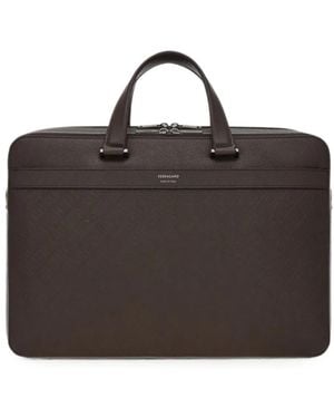 Ferragamo Monogram Briefcase - Black