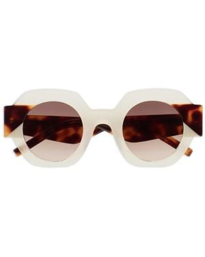 Kaleos Eyehunters Gun Hexagonal-Frame Sunglasses - Brown