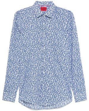 HUGO Printed Cotton Shirt - Blue