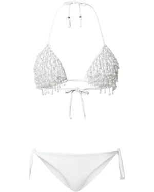 Twinset Beaded Triangle Bikini Set - White