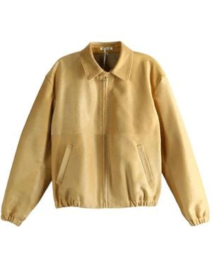 AURALEE Zip-Up Leather Jacket - Metallic