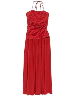 Faithfull the Brand Robe Longue Notte À Corsage Froncé - Red