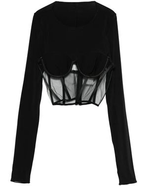 Nensi Dojaka Mesh-Panel T-Shirt - Black