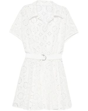 Norma Kamali Broderie-Anglaise Belted Dress - White