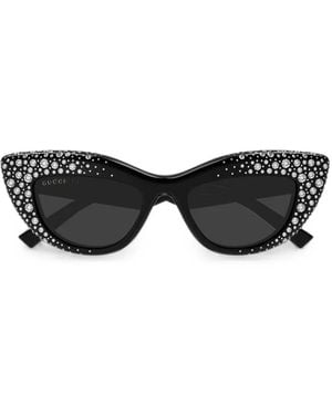 Gucci Crystal-Embellished Cat-Eye Sunglasses - Black