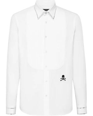 Philipp Plein Tie Cut Crystals Shirt - White