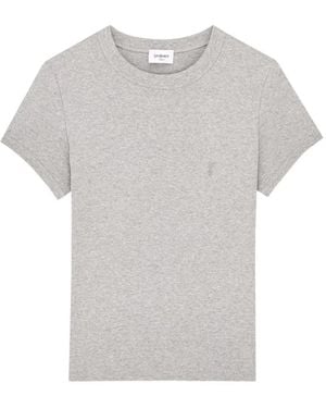 Saint Laurent Cassandre Fitted T-Shirt - Gray
