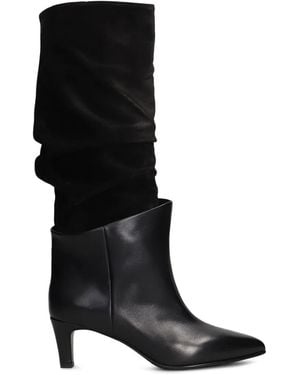 strategia shoes Pointed-Toe Slouchy Boots - Black