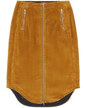 DIESEL O-Llipop Zip-Front Corduroy Midi Skirt - Brown