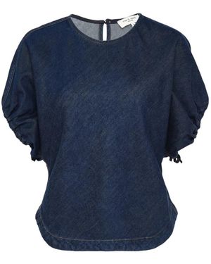 Rag & Bone Laura Ruched-Sleeve Top - Blue