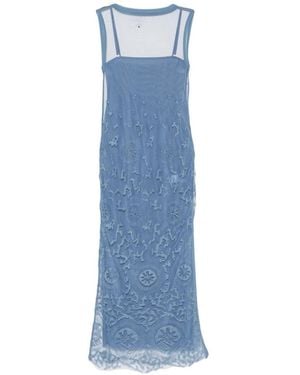 SIR. Lefi Lace-Overlay Sleeveless Maxi Dress - Blue