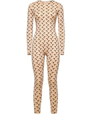 Marine Serre Tuta Intera A Maniche Lunghe Con Stampa Luna - Neutro