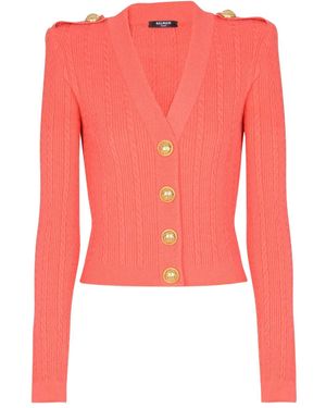 Balmain ケーブルニット カーディガン - レッド